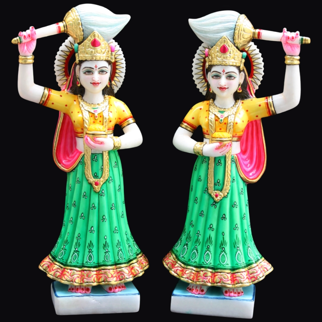 makrana marble riddhi siddhi standing murti in ganesh murti set