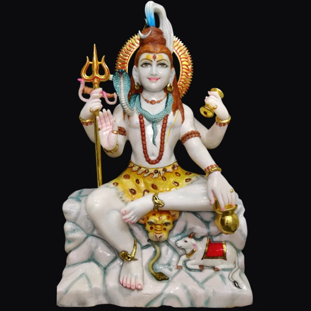 27 inch Makrana marble Shiva murti on mountain base