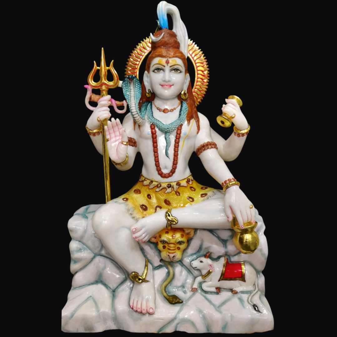 Makrana marble Shiva murti 27 inch mountain base