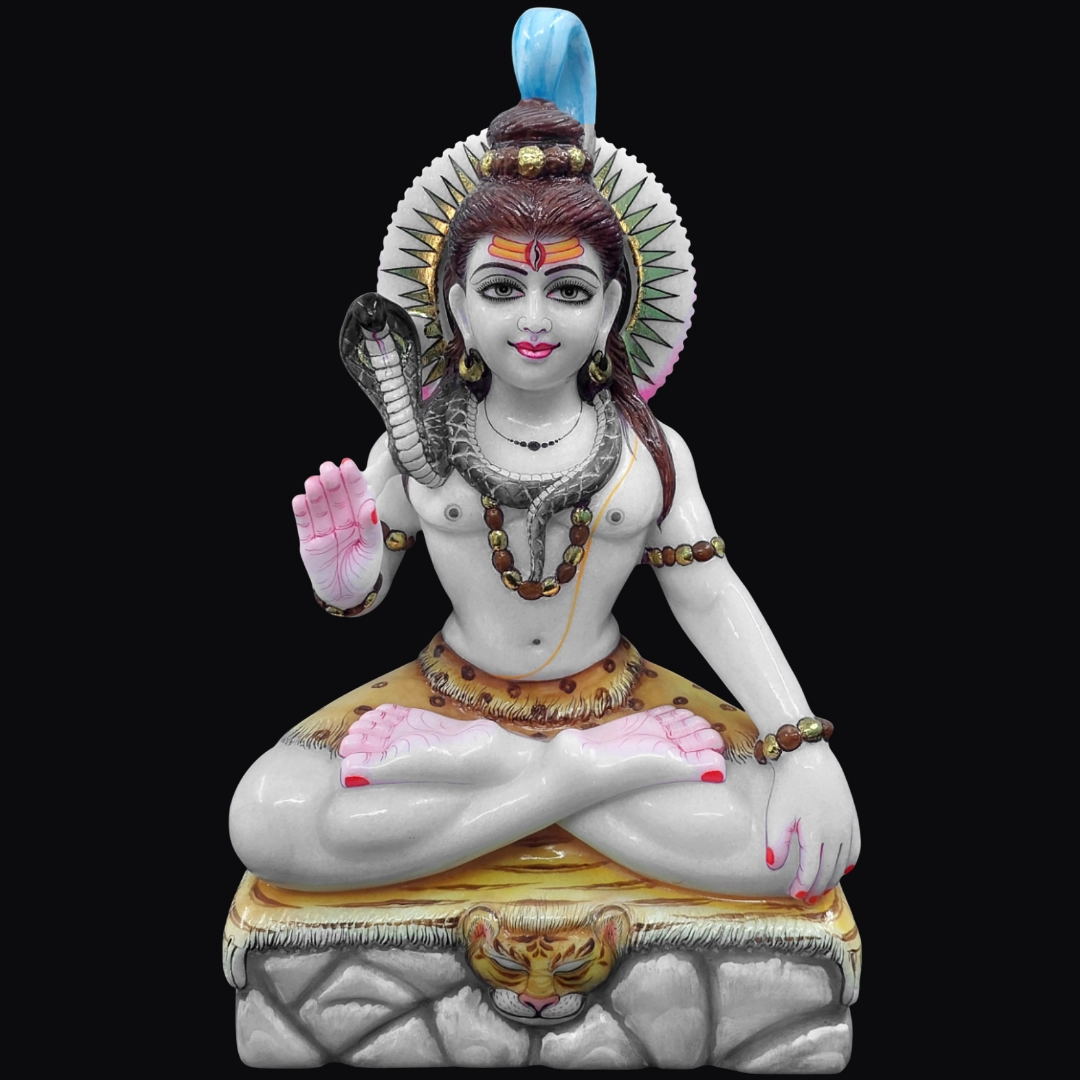 Makrana marble Shiva murti 18 inch lotus pose