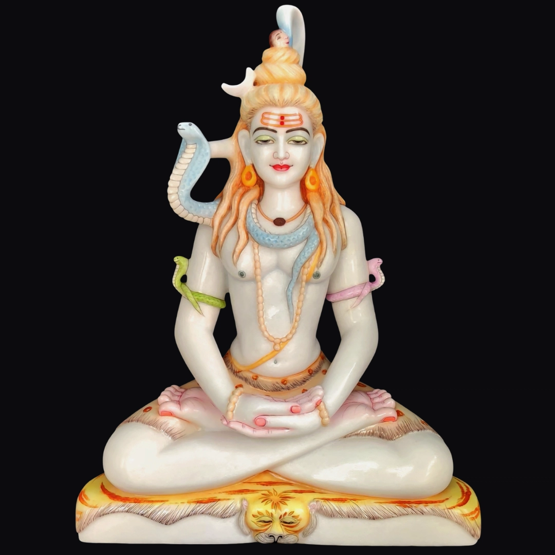 Makrana marble Shiva murti 48 inch meditation pose